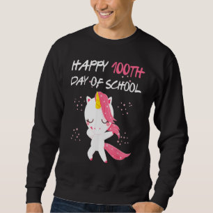 Sudadera Feliz 100° Día del Colegio Unicornio Enfrenta la V
