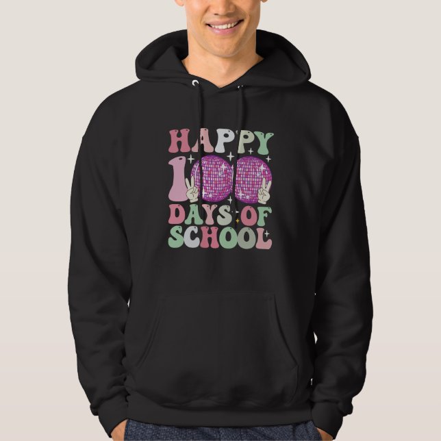 Sudadera Feliz 100 Días De Escuela Bola De Disco Retro Groo (Anverso)