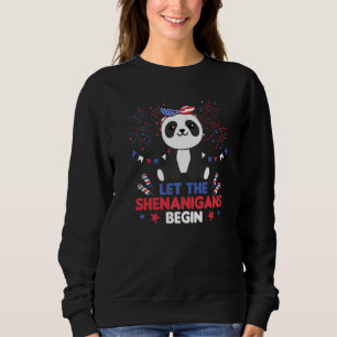 Sudadera Feliz 4º Panda lindo con fuegos artificiales Améri