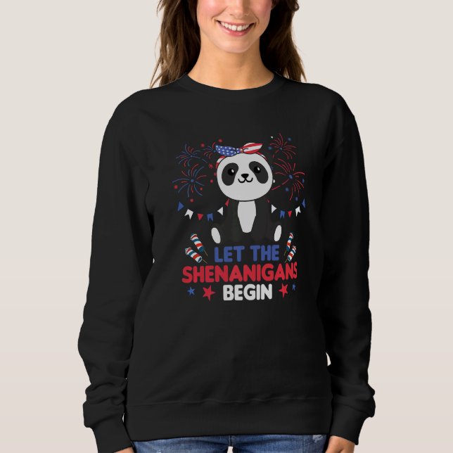 Sudadera Feliz 4º Panda lindo con fuegos artificiales Améri (Anverso)