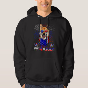 Sudadera Feliz 4 De Julio Bandera Estadounidense Shiba Inu 