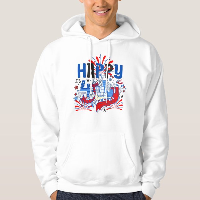 Sudadera Feliz 4 de julio de fuegos artificiales USA-63261 (Anverso)