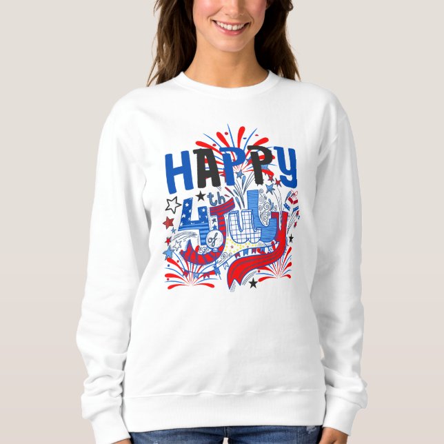 Sudadera Feliz 4 de julio de fuegos artificiales USA-63261 (Anverso)