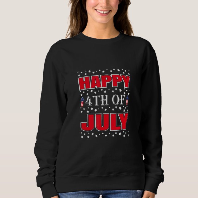 Sudadera Feliz 4 De Julio Ee.Uu. Estrellas Estrellas Bander (Anverso)