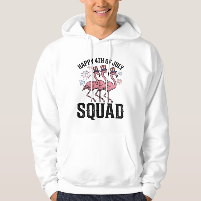 Sudadera Feliz 4 de julio Flamingo Squad Diseño Vectorial_1 (Anverso)