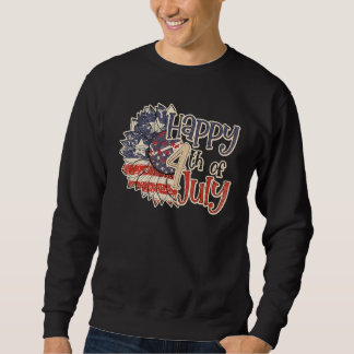 Sudadera Feliz 4 de julio Girasol Vintage Bandera Americana