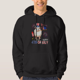 Sudadera Feliz 4 de julio oveja linda sosteniendo bandera a