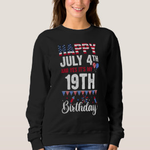 Sudadera Feliz 4 de julio y sí, es mi cumpleaños 19, Estado
