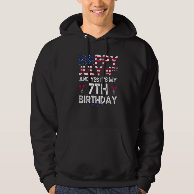Sudadera Feliz 4 de julio y sí es mi séptimo cumpleaños des (Anverso)