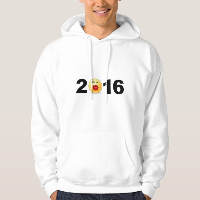 Sudadera Feliz Año Nuevo 2016 Gracioso Beso Dulce (Anverso)