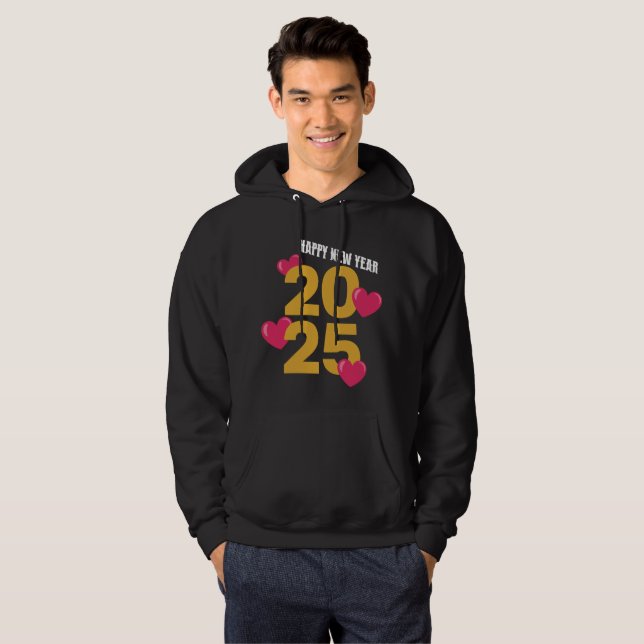 Sudadera Feliz Año Nuevo 2025 - Diseño del corazón festivo (Anverso completo)