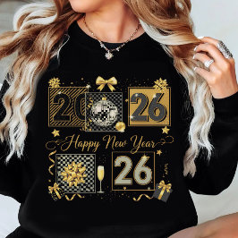 Sudadera Feliz Año Nuevo 2026 Celebración de Purpurina Dora