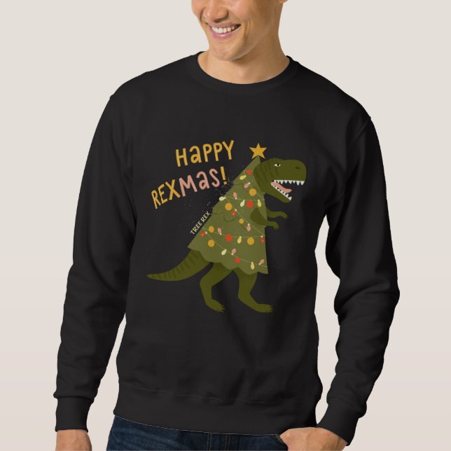 Sudadera Feliz Árbol de Rexmas Rex   Rex Dinosaurio Navidad (Anverso)