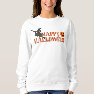 Sudadera Feliz Bruja de Halloween, Escoba, Calabaza