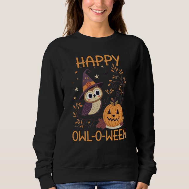 Sudadera Feliz Búho O Ween, Lindo Otoño (Anverso)