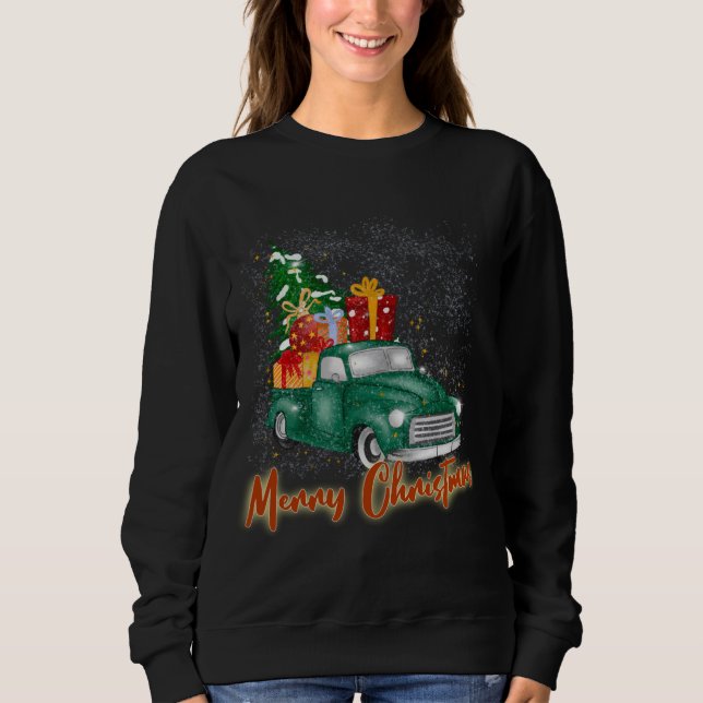 Sudadera Feliz Camión Rojo de Navidad con presencia de árbo (Anverso)