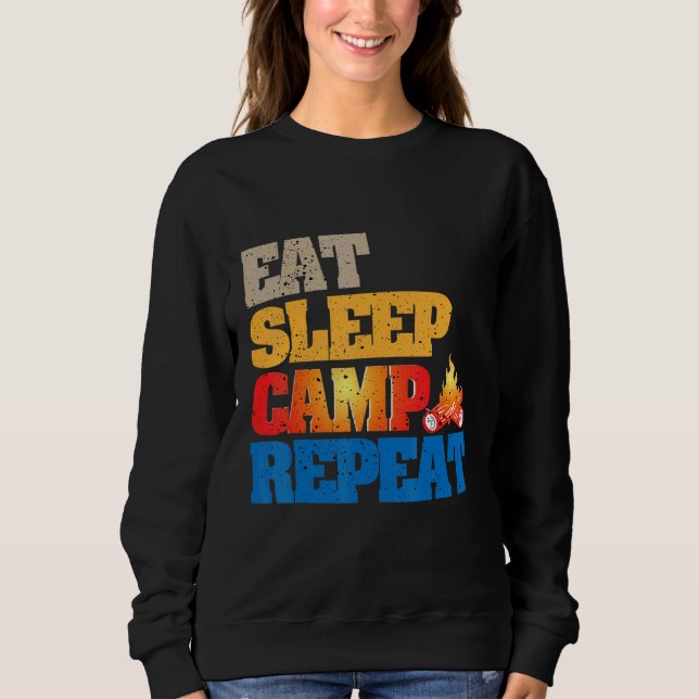 Sudadera Feliz campamento de descanso repita el campamento  (Anverso)