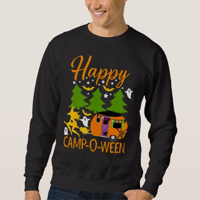 Sudadera Feliz Campamento O Ween Halloween Camping Campista (Anverso)