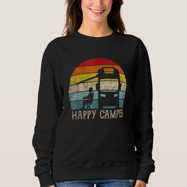 Sudadera Feliz Camper Rv Camping Hombres Mujeres Retro Sun  (Anverso)