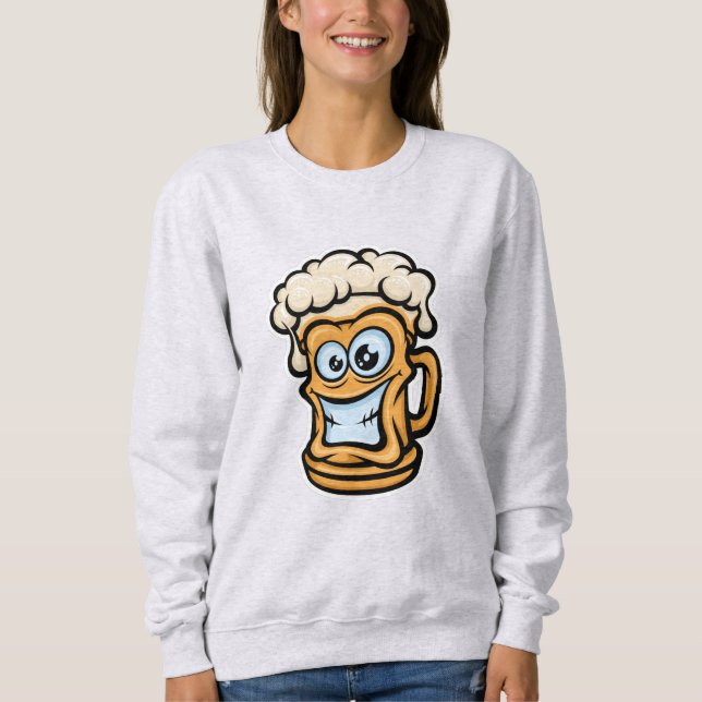 Sudadera Feliz Cerveza Mug, Ilustracion divertido (Anverso)
