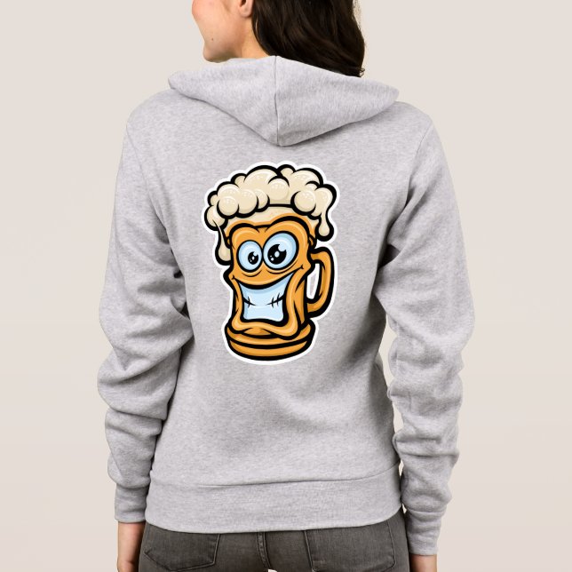 Sudadera Feliz Cerveza Mug, Ilustracion divertido (Reverso)