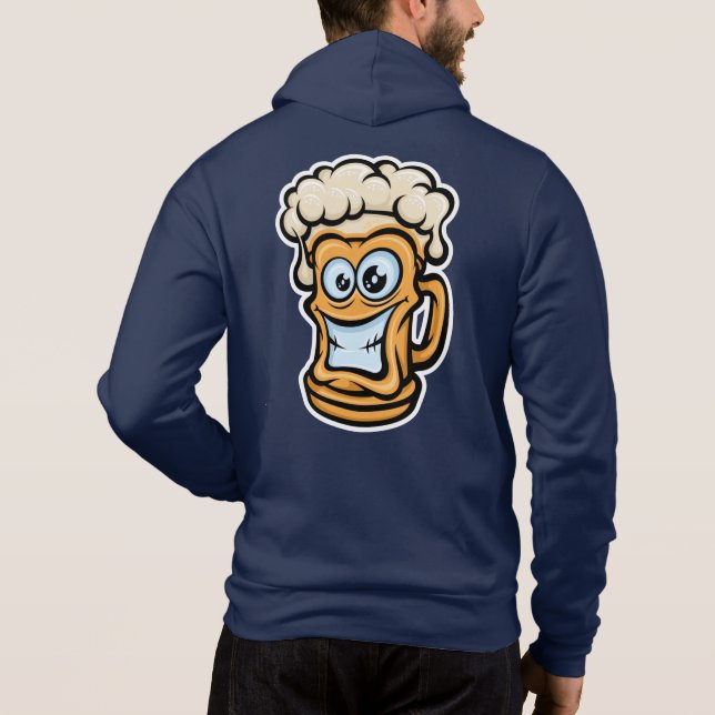 Sudadera Feliz Cerveza Mug, Ilustracion divertido (Reverso)
