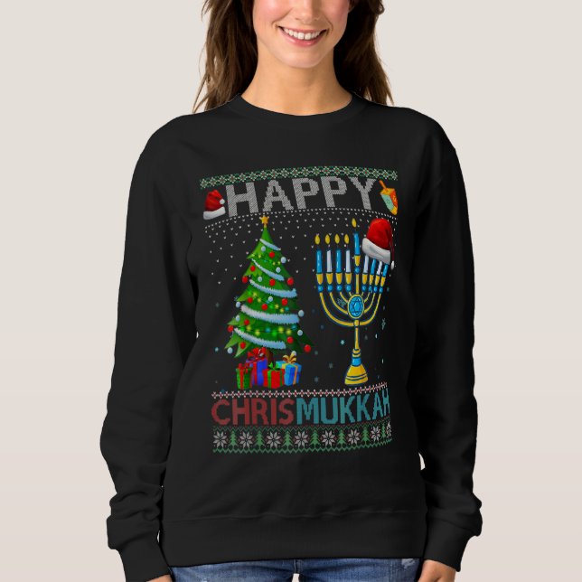 Sudadera Feliz Chrismukkah Santa Hat Navidades Hanukkah Paj (Anverso)