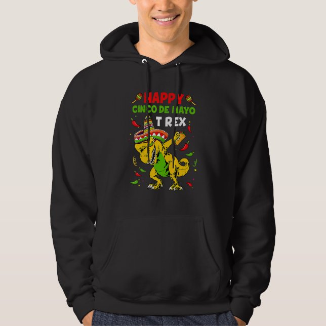 Sudadera Feliz Cinco De Mayo T Rex Dinosaur Taco Fiesta Par (Anverso)