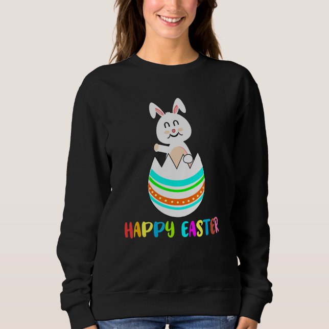 Sudadera Feliz Conejo de Huevos de Pascua (Anverso)