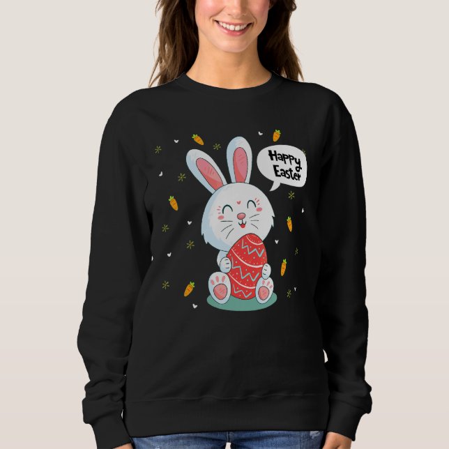 Sudadera Feliz Conejo de Pascua Boho Hunt Egg Carrot Bunny  (Anverso)