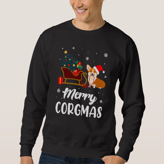 Sudadera Feliz Corgmas Corgi Perro Navidades Navidad (Anverso)