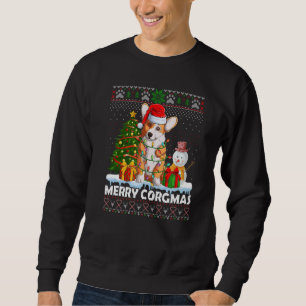 Sudadera Feliz Corgmas Santa Luz Corgi Perro Feo Navidad