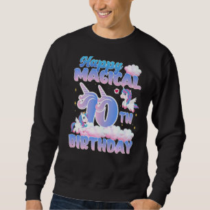 Sudadera Feliz cumpleaños 10 mágico de Unicornios volando