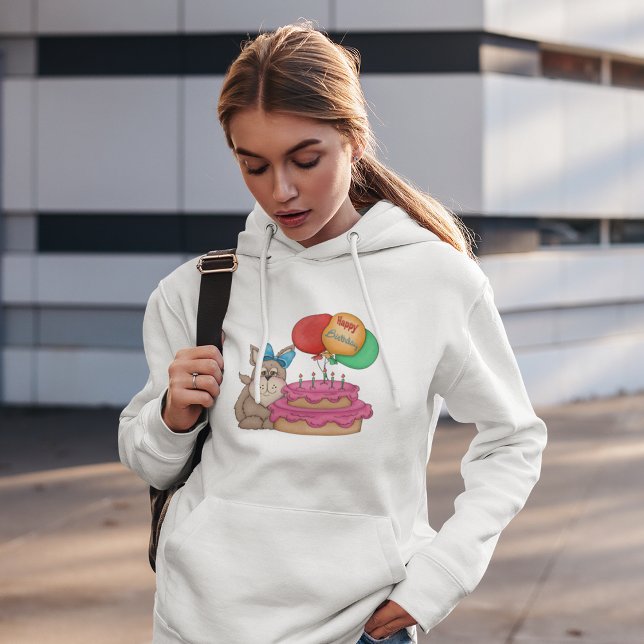 Sudadera Feliz cumpleaños con una pipa con globos y pastele (Subido por el creador)