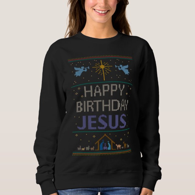 Sudadera Feliz cumpleaños Jesús Navidades Morado Cristiano (Anverso)