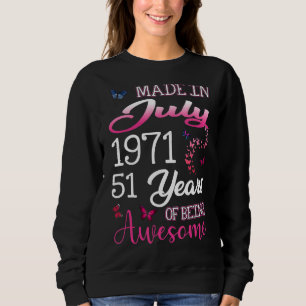 Sudadera Feliz cumpleaños número 51, hecho en julio de 1971