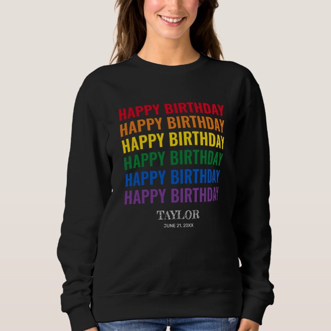 Sudadera Feliz cumpleaños orgullo LGBT Transgénero LGBTQ (Anverso)