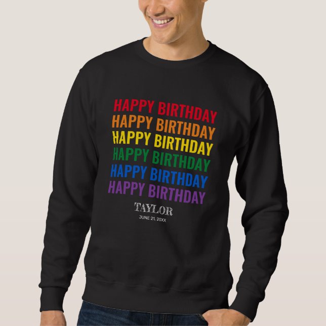 Sudadera Feliz cumpleaños orgullo LGBT Transgénero LGBTQ (Anverso)