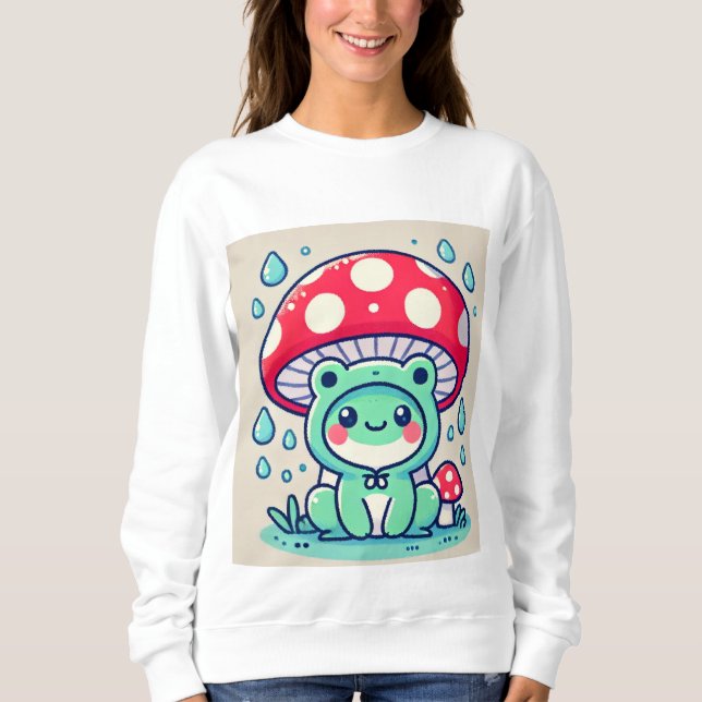 Sudadera ☔ Feliz de Rana y Paraguas (Anverso)