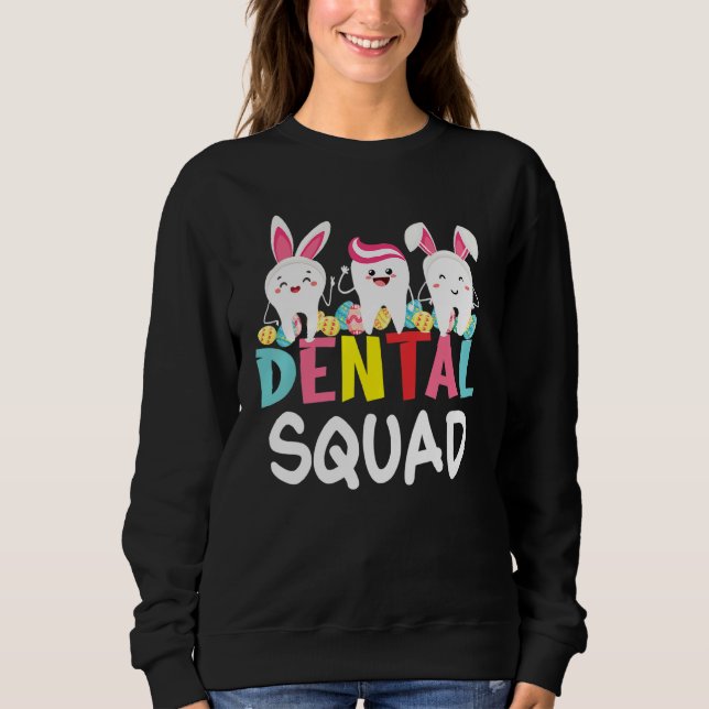 Sudadera Feliz Dentis de Pascua Dientes Graciosos Escuadrón (Anverso)