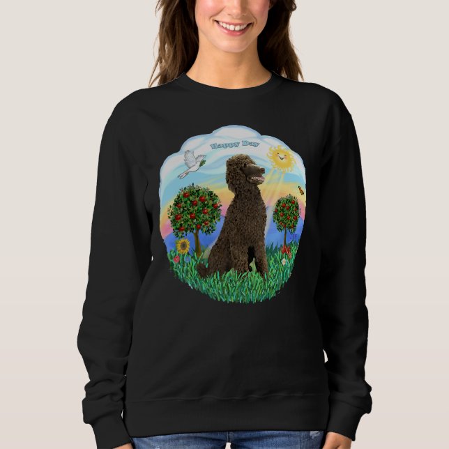 Sudadera Feliz día con un chocolate tradicional de caniche (Anverso)