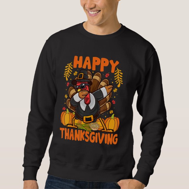 Sudadera Feliz Día de Acción de Gracias Dabbing Turkey Day  (Anverso)
