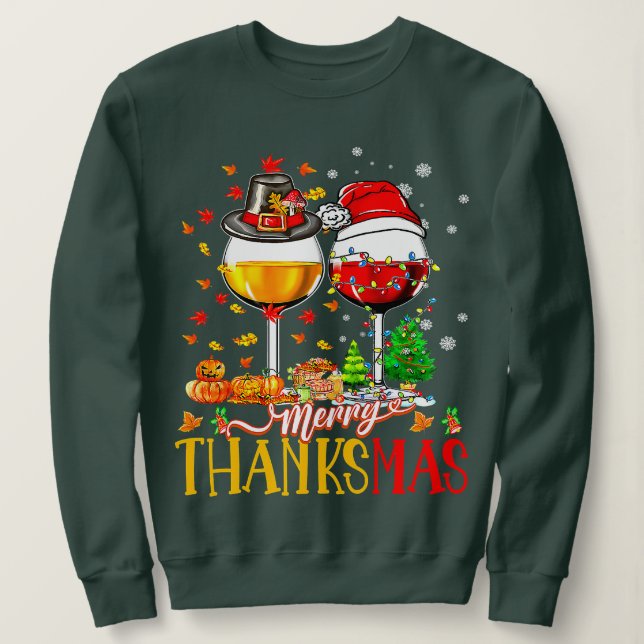 Sudadera Feliz Día de Acción de Gracias Navidades Feliz Nav (Anverso del diseño)