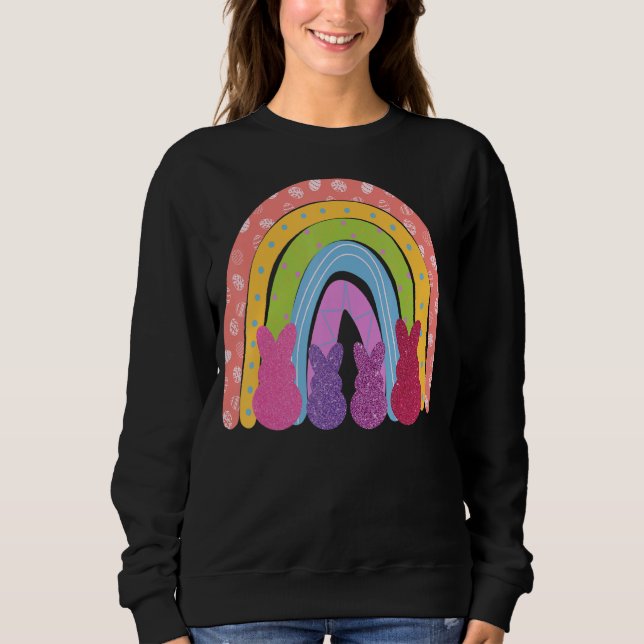 Sudadera Feliz Día de Aluminio Arcoiris lindo conejo de Pas (Anverso)