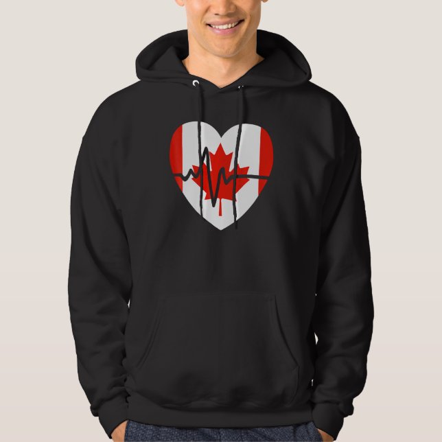 Sudadera Feliz Día de Canadá Enfermera de ritmo cardíaco ca (Anverso)