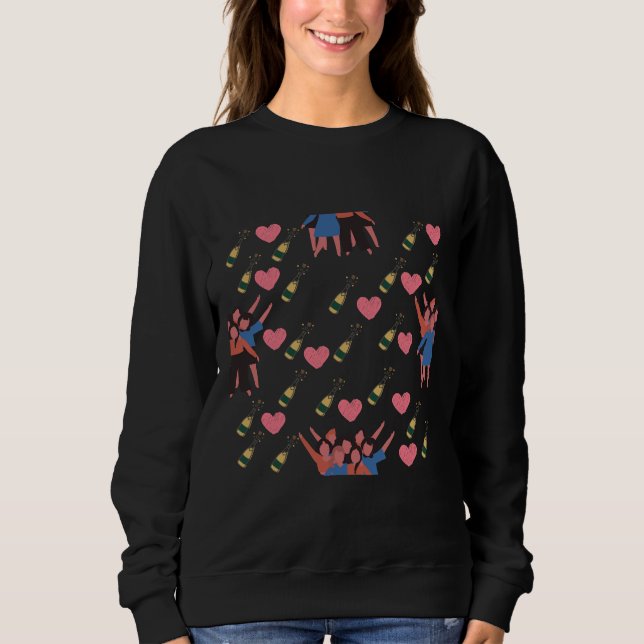 Sudadera Feliz Día De Galentine Vino Fiesta (Anverso)