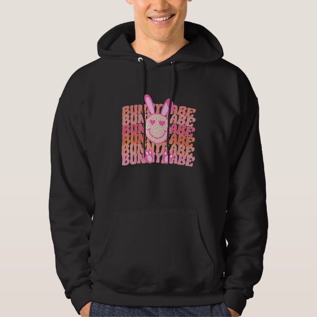 Sudadera Feliz Día de Pascua Chica de Cara de Conejo de Con (Anverso)