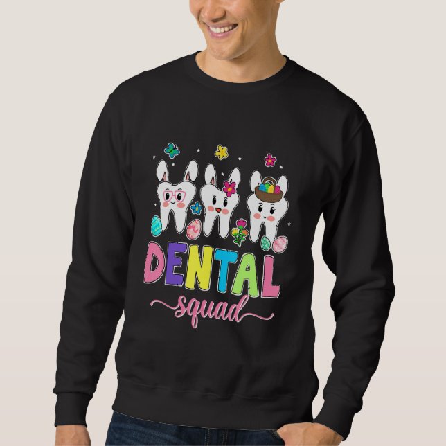 Sudadera Feliz Día de Pascua Conejito Orejas Diente Diente  (Anverso)