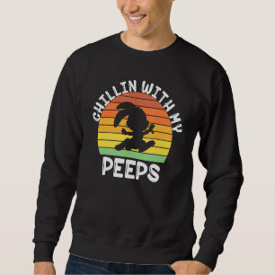 Sudadera Feliz Día de Pascua Conejo Retro Hombres Sunset Mu