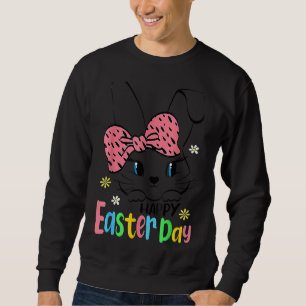 Sudadera Feliz Día de Pascua Cría Conejo Face Bow Tie